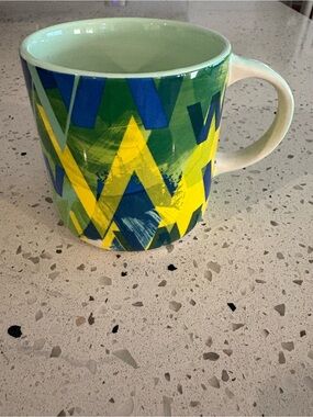 Anthropologie Ceramic Mug Letter W in Green, Lime & Yellow